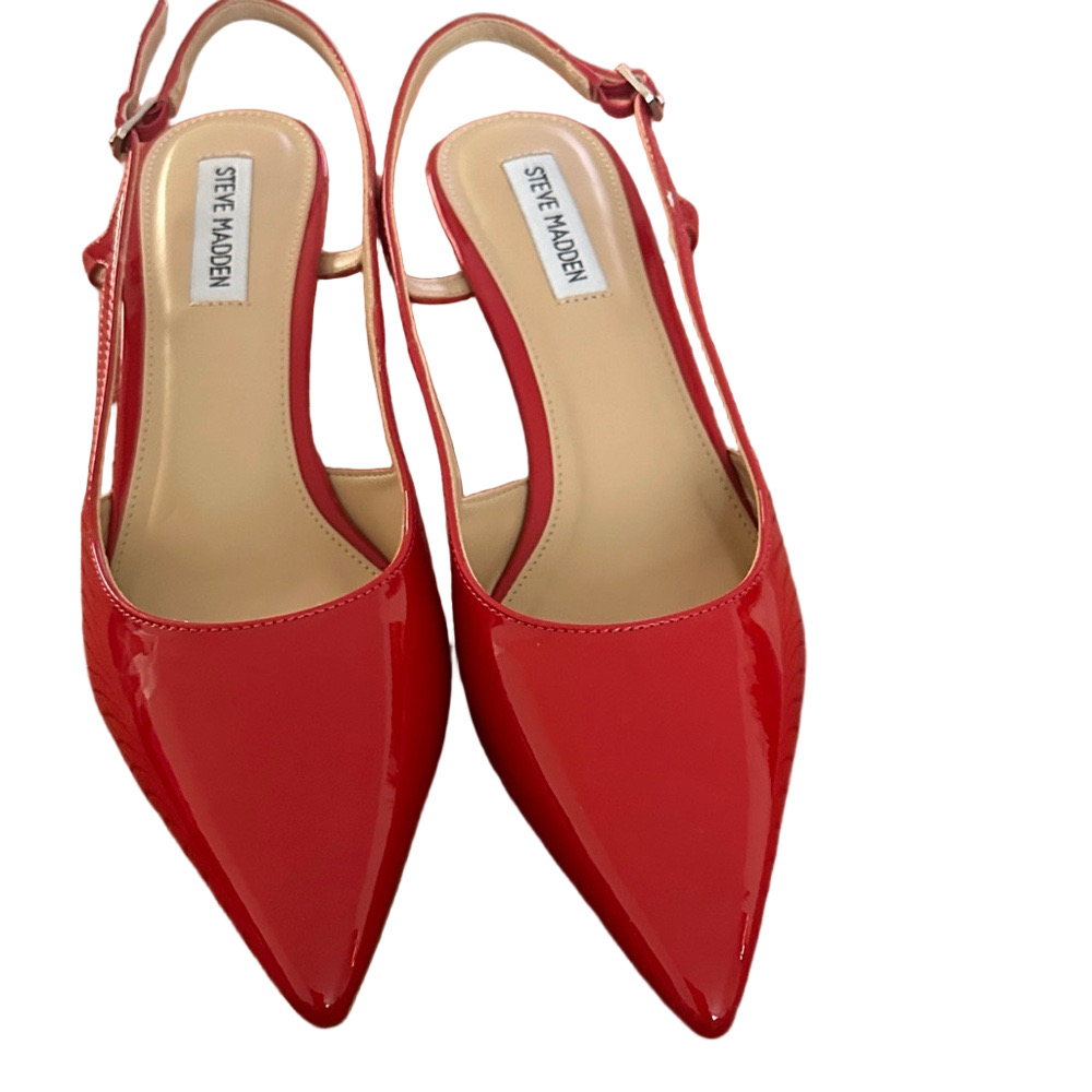 Steve Madden Glossy Red Slingback Heels - Picture 4 of 10